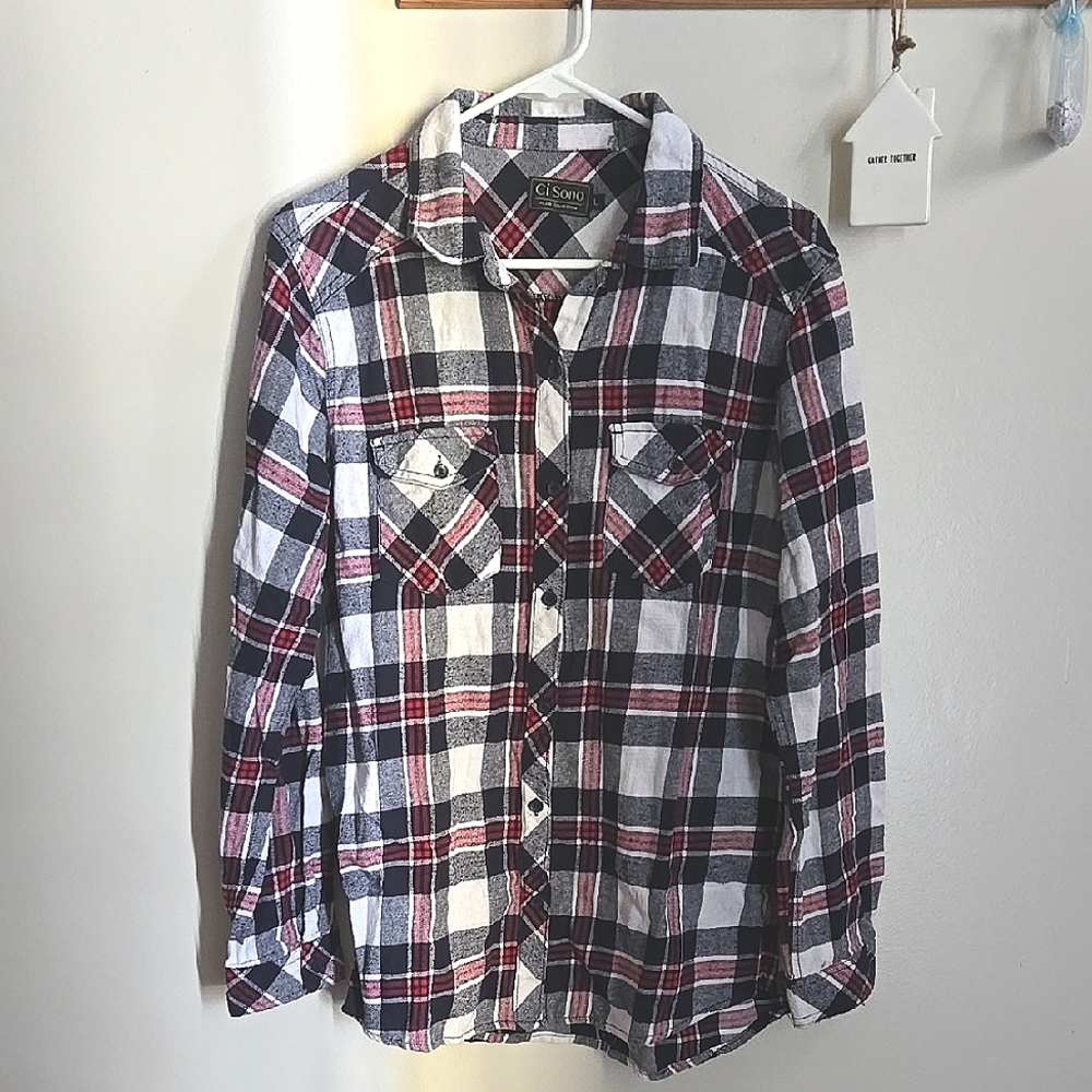 Ci Sono Plaid Button Down